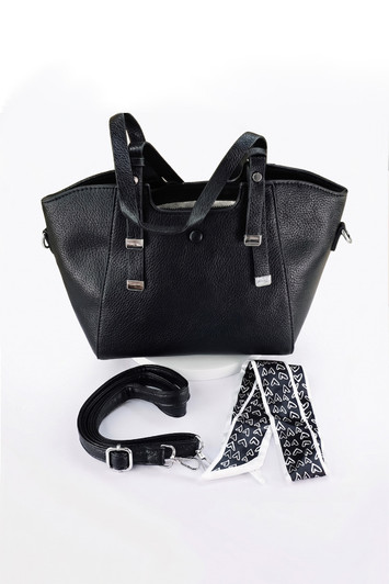 Black Handbag With Decorative Tie
