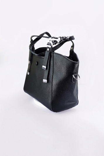 Black Handbag With Decorative Tie