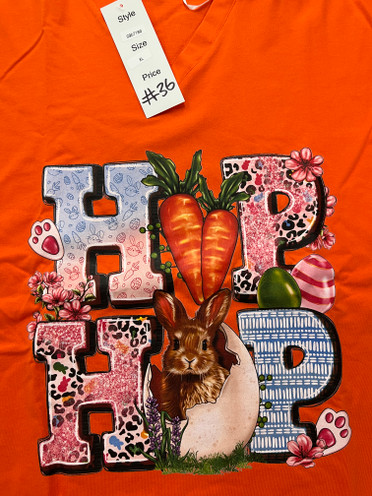 Plus Size 2NDS Hip Hop Orange V Neck Cotton Top Size 24