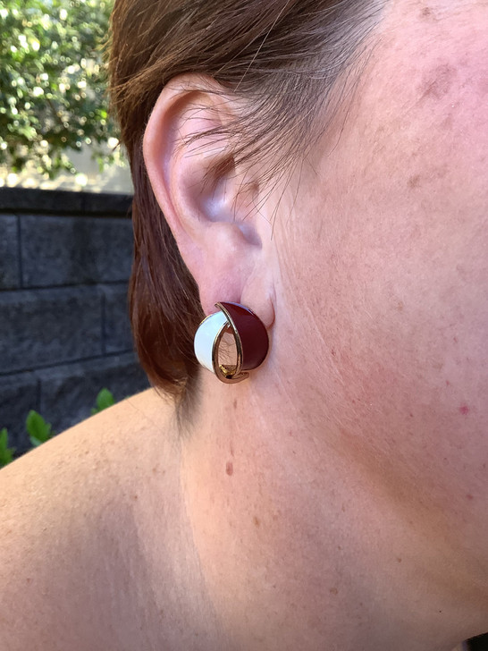 Red and White Stud Earrings