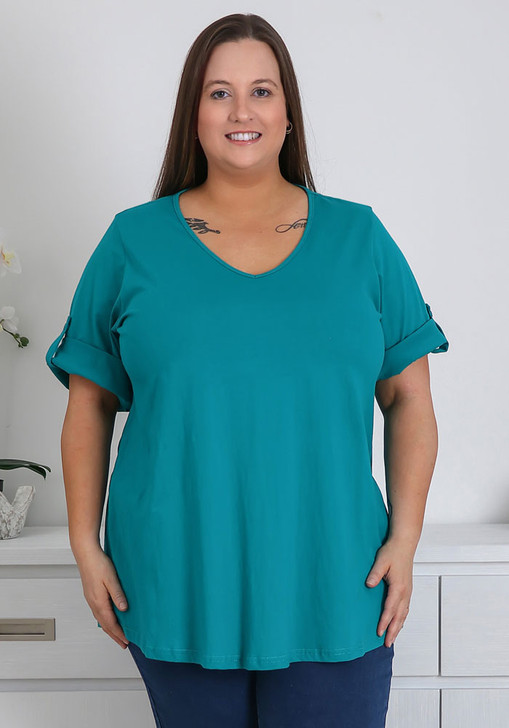 Plus Size Easter Cow Turquoise V Neck Custom Print Tee