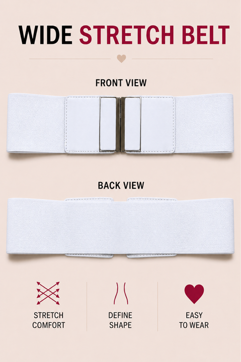 Off White Gold Buckle Stretch Belt