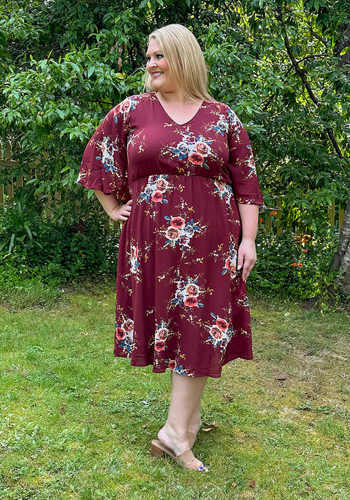 plus size burgundy cape dress