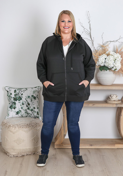 Plus Size Black Hoodie Jacket