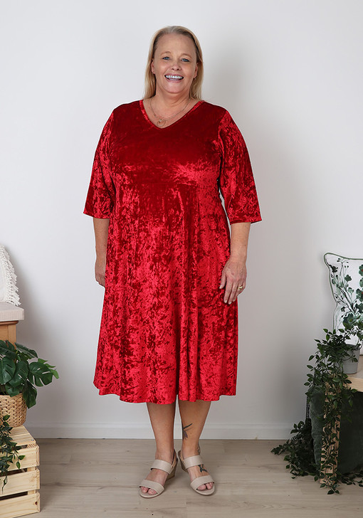 plus size red velvet dress