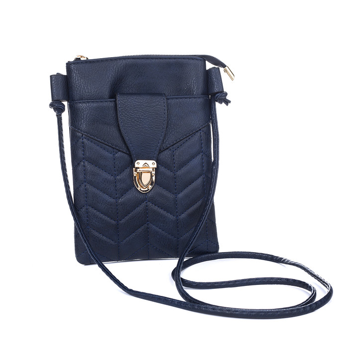 Navy Chevron Stitch Cross Detail Body Bag