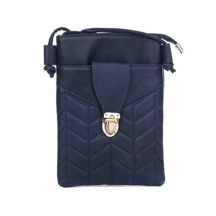 Navy Chevron Stitch Cross Detail Body Bag