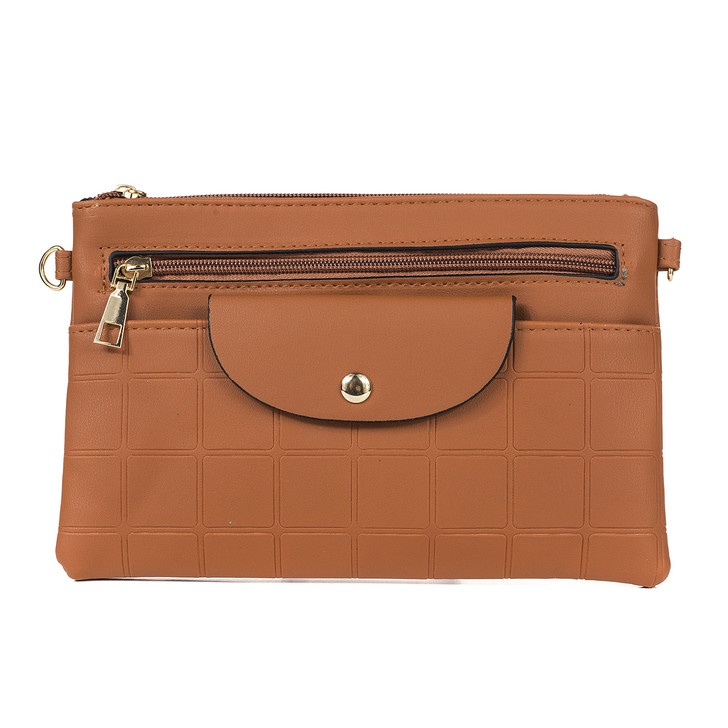 Caramel Multi Pocket Square Detail Bag