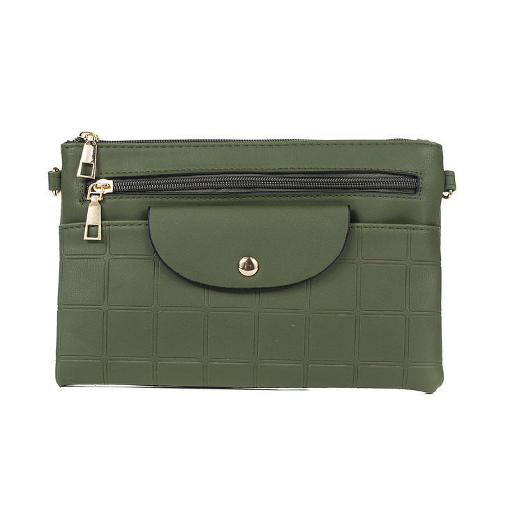 Olive Green Multi Pocket Square Detail Bag