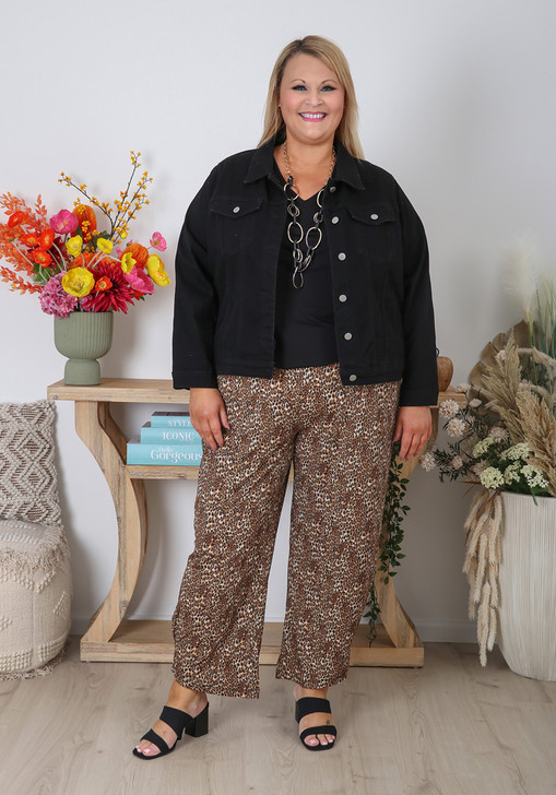 Plus Size Leopard All Over Stretch Dressy Pant
