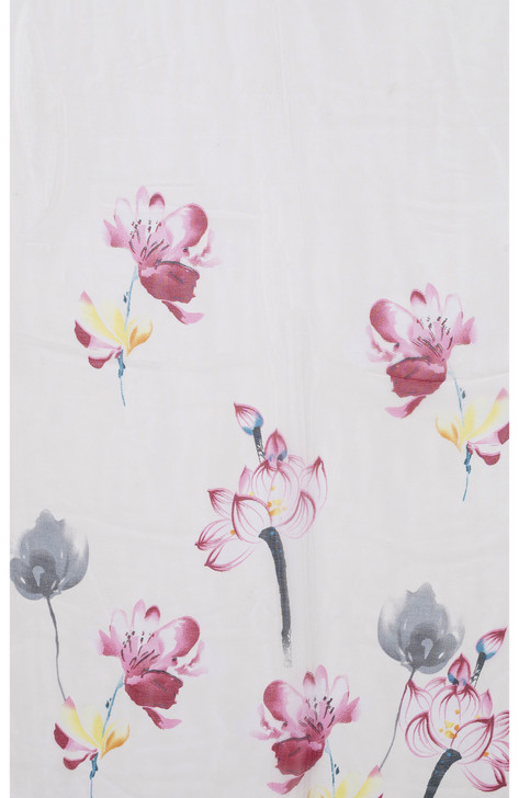Pink Floating Florals Chiffon Scarf