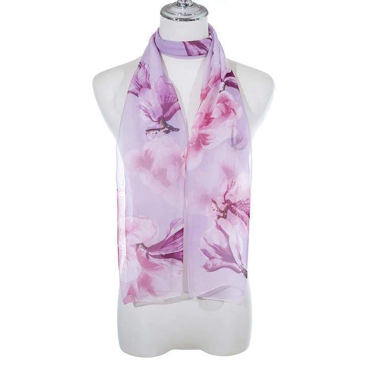 Lilac Magnolia Chiffon Scarf