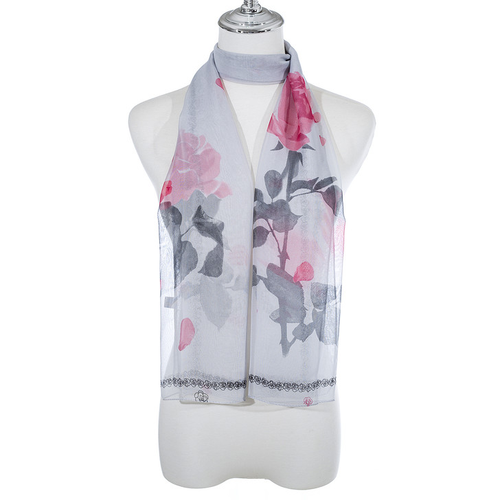 Pink Rose Chiffon Scarf 