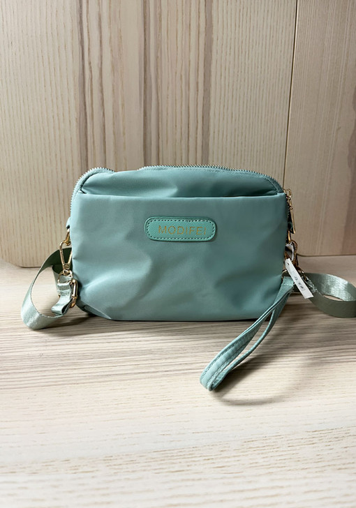 Green Three Pocket Cross Body Or Clutch Bag