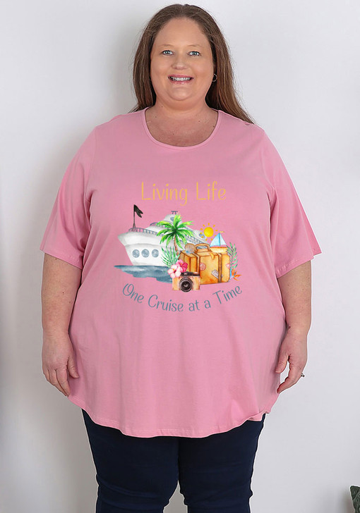 Plus Size Cruise Life Pink Tee 