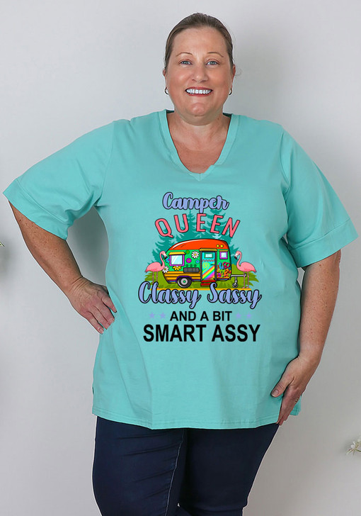Plus Size Camping Queen Turquoise Side Split Top