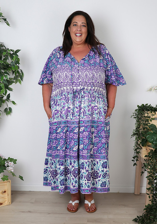 Plus Size Handcrafted Purple Boho Dress