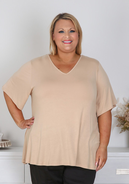 Plus Size Latte Curved Hem Top