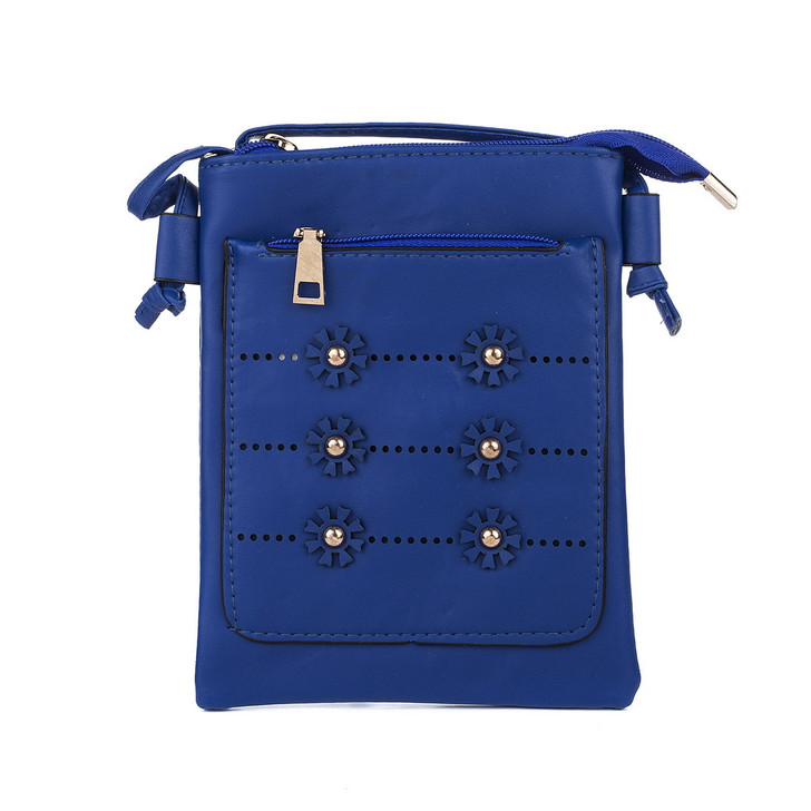 Royal Blue Laser Cut Sun Detail Two Pocket Cross Body Bag 