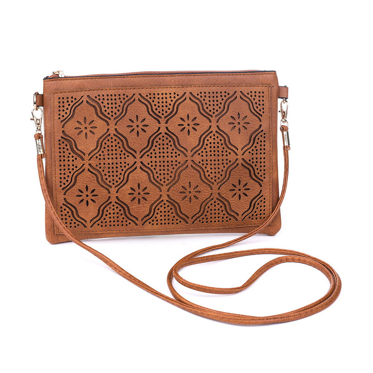 Caramel Flower Burst Laser Cut Bag