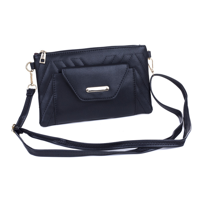 Black Twin Pocket Cross Body Bag