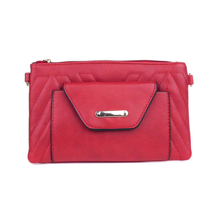 Red Twin Pocket Cross Body Bag