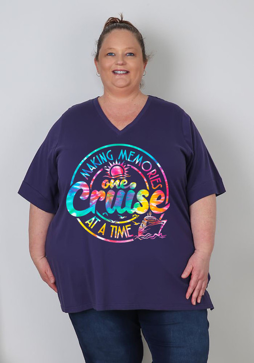 Plus Size Cruising Blue Side Split Top