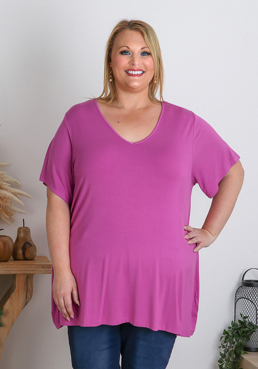 Purple Berry Bamboo V Neck Top