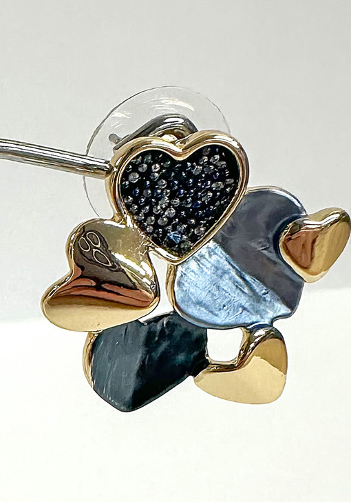 Blue And Gold Heart Stud Earrings
