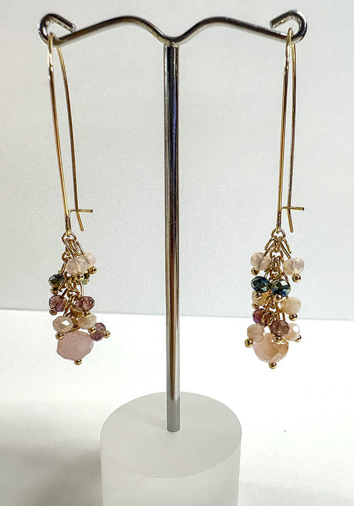 Elegant Pink Tone Glass Bead Drop Earrings