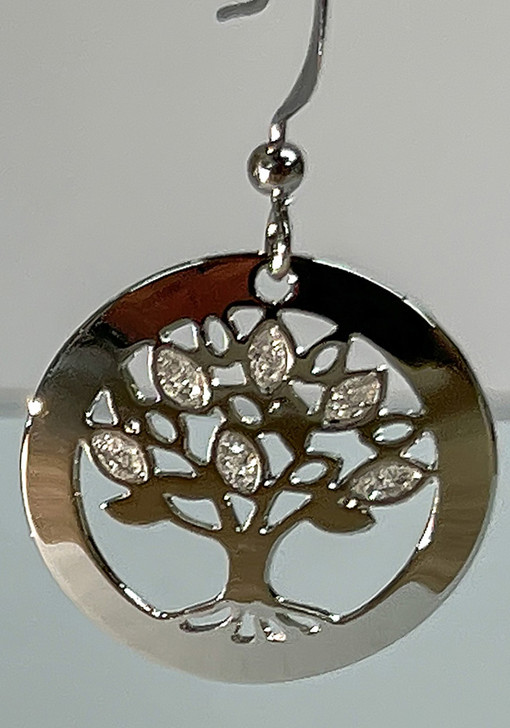 Tree Of Life Rhodium And Silver Hook Earrings