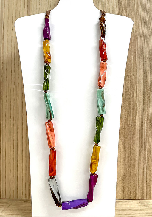 Multi Colour Twisted Tubes Resin Necklace