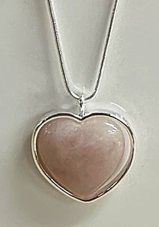 Silver Rose Quartz Heart Necklace