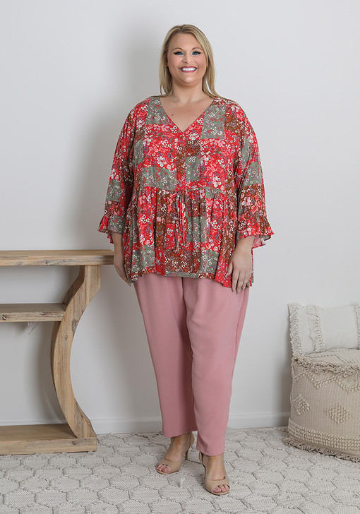 Plus Size Pink Crepe Work or Dress Pant with Pockets