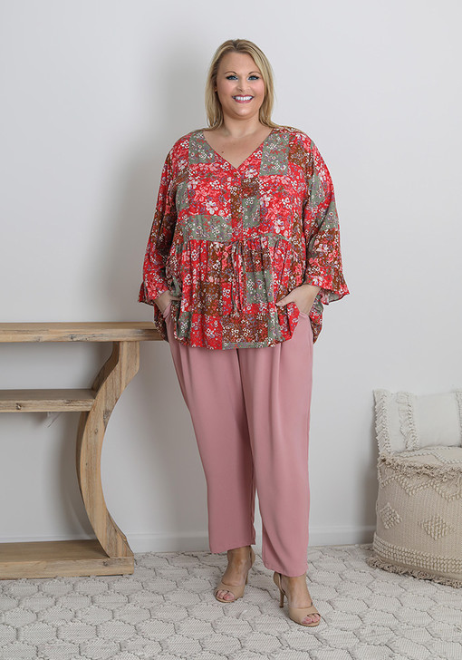 Plus Size Pink Crepe Work or Dress Pant with Pockets