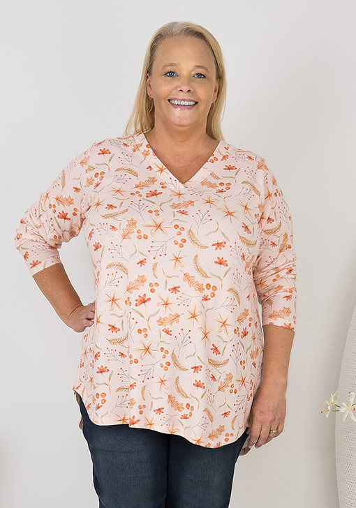 Plus Size Peachy Keen Autumn leaves Top