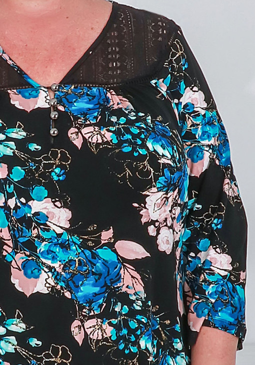 Plus Size Midnight Garden Elegance Top