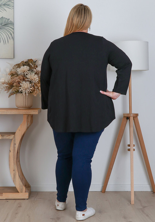 Plus Size Basic Black Long Sleeve Tee