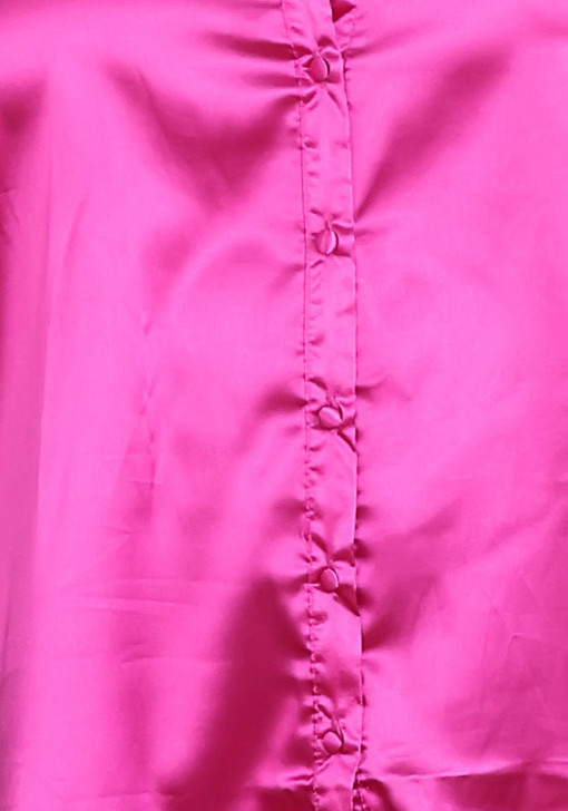 Plus Size Pink Satin Long Sleeve Shirt