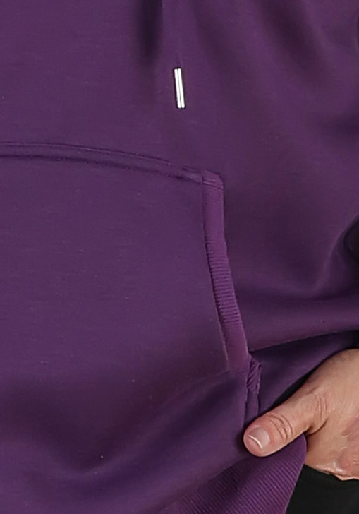 Plus Size Purple Zip Front Fleece Hoodie Top