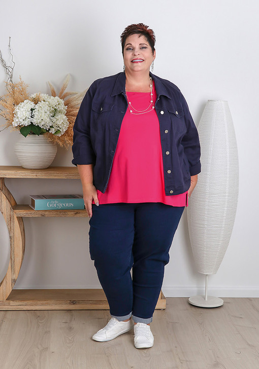 plus size fuchsia cotton top