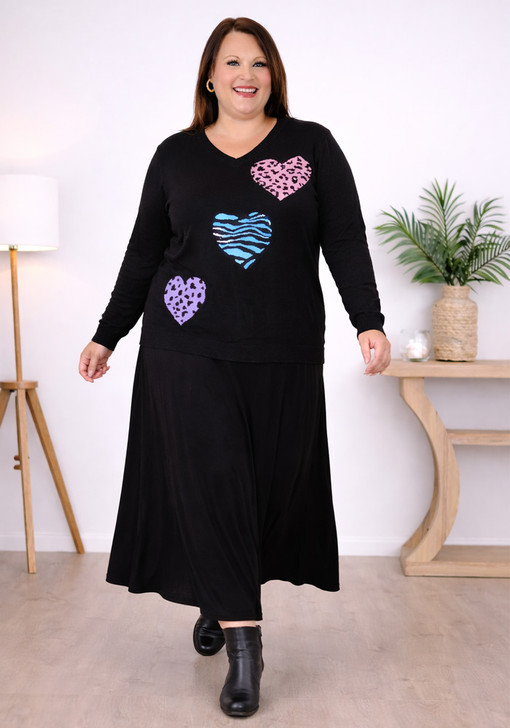 Plus Size Black Soft Stretch Skirt