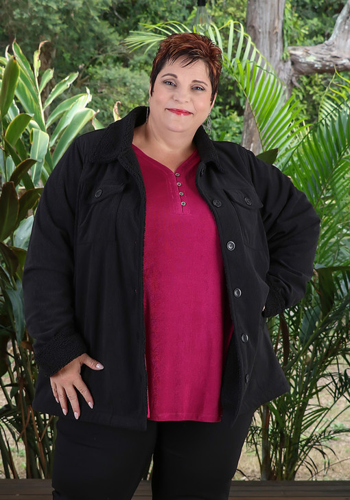 Plus Size Black Casual Corduroy Jacket 