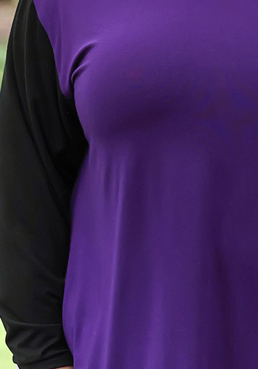 Plus Size Drop Shoulder Purple With Black Top