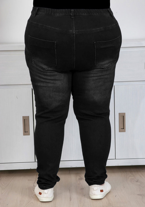 plus size black white wash fitted jeans