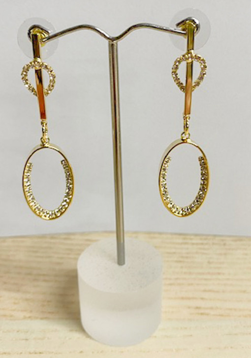 Gold Sparkle Oval Drop Earrings