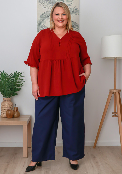 Plus Size Wide Leg Navy Pants