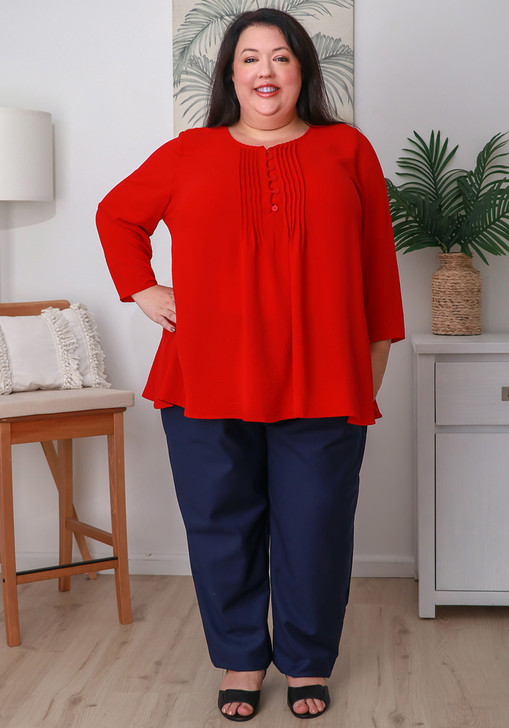 Plus Size Navy Tapered Leg Pants