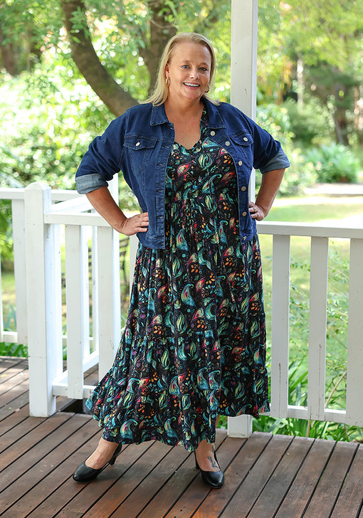 plus size paisley Summer tie waist dress