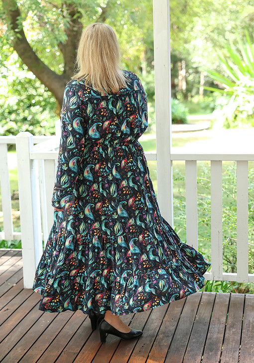 plus size colourful paisley long sleeve dress